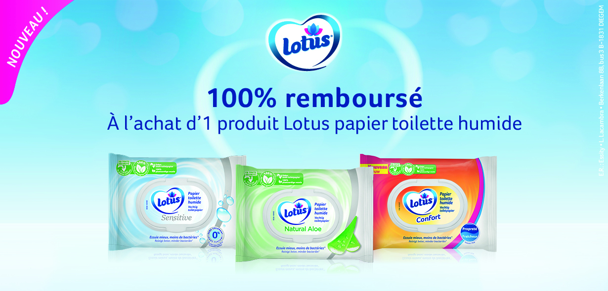Lotus papier toilette humide 100% remboursé